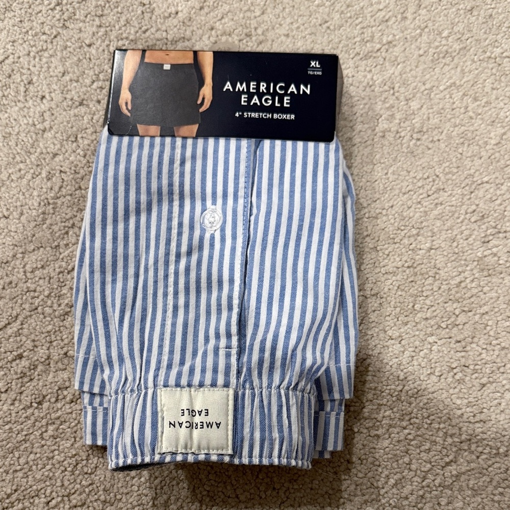 American Eagle Outfitters Light Blue and White Striped Boxers